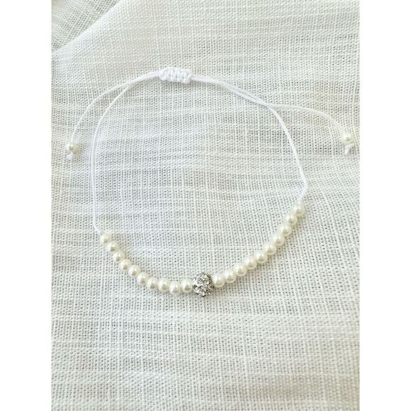 Faux pearl with rhinestone friendship bracelet - Picture 2 of 2